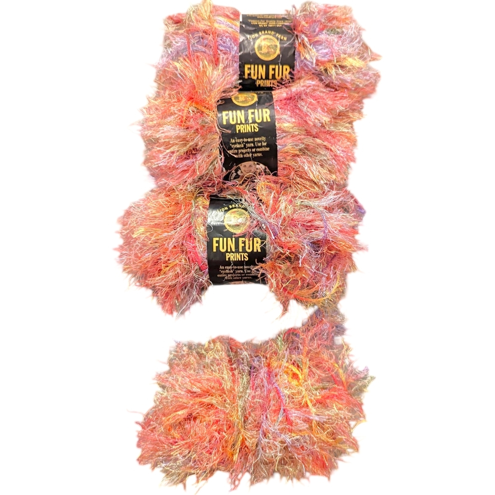 Lion Brand Skeins Fun Fur Print Eyelash Yarn Color #206 Confetti Colorful